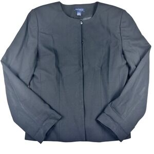Ann Taylor‎ Black Wool Blend Blazer Jacket Career Business Office Size 12